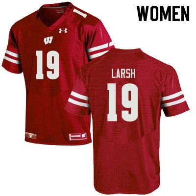 Women's Wisconsin Badgers NCAA #19 Collin Larsh Red Authentic Under Armour Stitched College Football Jersey UZ31A48MA